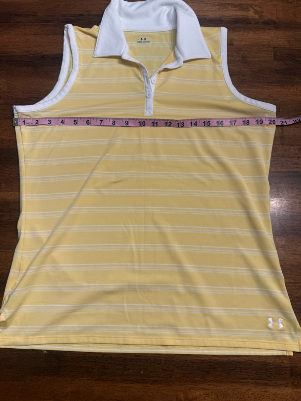 Women’s Large Under Armour Yellow Striped Sleeveless Polo